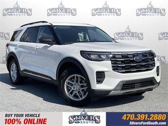 2025 White Metallic Ford Explorer Active RWD 2.3L EcoBoost I-4 Engine Automatic 4 Door SUV