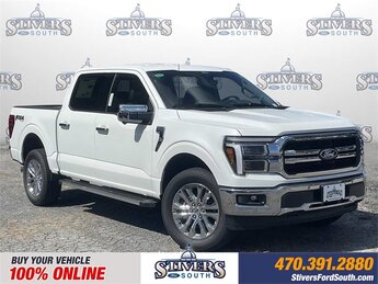 2025 White Metallic Ford F-150 Lariat 3.5L PowerBoost Full-Hybrid V6 Engine 4 Door 4X4 Automatic