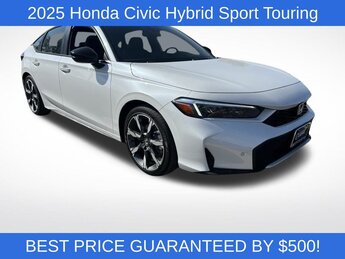 2025 Platinum White Pearl Honda Civic Hybrid Sport Touring 4 Door Hatchback 2.0L I4 DOHC 16V Engine Automatic (CVT)
