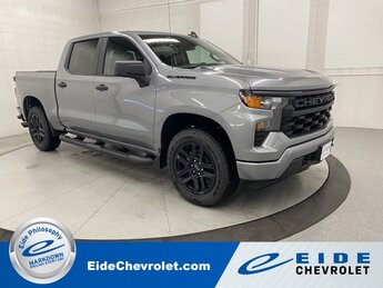 2025 Sterling Gray Metallic Chevrolet Silverado 1500 Custom 2.7L I4 Turbocharged DOHC 16V LEV3-SULEV30 310hp Engine 4X4 Automatic 4 Door Truck