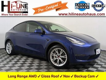 2021 Deep Blue Metallic Tesla Model Y Long Range 4 Door Electric Motor Engine SUV AWD Automatic