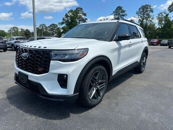 2025 Star White Metallic Tri-Coat Ford Explorer ST SUV 3.0L EcoBoost V6 Engine RWD