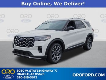 2025 White Metallic Ford Explorer Platinum 4 Door 4X4 3.0L EcoBoost V6 Engine