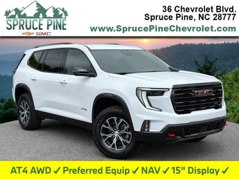 2025 Summit White GMC Acadia AWD AT4 Automatic AWD 2.5L DOHC Engine 4 Door SUV