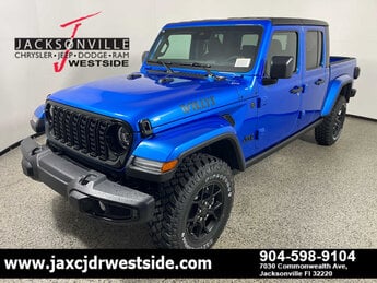 2025 Hydro Blue Pearlcoat Jeep Gladiator Willys 4X4 Automatic 4 Door Truck G 3.6L V6 Cylinder Engine3.6