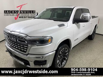 2025 Ivory White Tri-Coat Pearlcoat Ram 1500 Longhorn 4 Door G 3.0L Straight 6 Cylinder Engine3.0 4X4 Truck