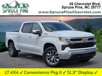 2025 Summit White Chevrolet Silverado 1500 LT 2.7L I4 Turbocharged DOHC 16V LEV3-SULEV30 310hp Engine 4 Door Truck Automatic 4X4