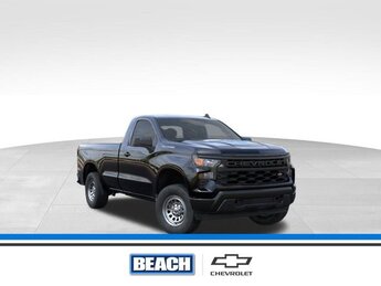 2025 Black Chevrolet Silverado 1500 WT 5.3L EcoTec3 V8 engine 2 Door Automatic