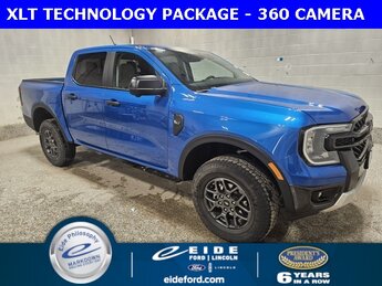 2025 Velocity Blue Metallic Ford Ranger XLT Automatic 4 Door EcoBoost 2.3L I4 GTDi DOHC Turbocharged VCT Engine Truck