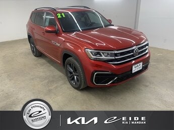 2021 Aurora Red Metallic Volkswagen Atlas 3.6L V6 SE w/Technology R-Line 3.6L VR6 Engine 4 Door SUV