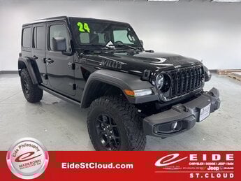 2024 Black Clearcoat Jeep Wrangler Willys 4 Door 4X4 SUV