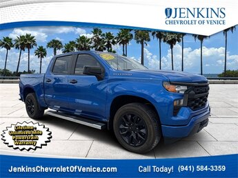 2024 Glacier Blue Metallic Chevrolet Silverado 1500 Custom 2.7L I4 Turbocharged DOHC 16V LEV3-SULEV30 310hp Engine Truck Automatic 4 Door 4X4