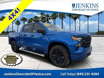2024 Glacier Blue Metallic Chevrolet Silverado 1500 Custom 2.7L I4 Turbocharged DOHC 16V LEV3-SULEV30 310hp Engine Truck Automatic 4 Door 4X4