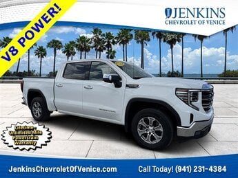 2024 Summit White GMC Sierra 1500 SLT Truck RWD Automatic EcoTec3 5.3L V8 Engine