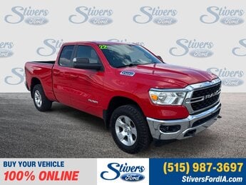 2022 Flame Red Clearcoat Ram 1500 Big Horn/Lone Star 4 Door HEMI 5.7L V8 Multi Displacement VVT Engine Truck 4X4