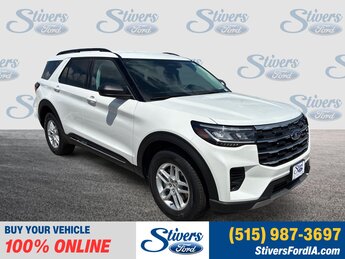 2025 Star White Metallic Tri-Coat Ford Explorer Active SUV 2.3L EcoBoost I-4 Engine Automatic 4 Door 4X4