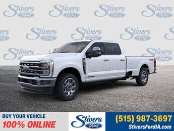 2025 Star White Metallic Tri-Coat Ford Super Duty F-350 SRW Lariat 4 Door 4X4 Truck 6.7L High Output Power Stroke V8 Diesel Engine Automatic