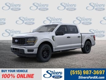 2025 Iconic Silver Metallic Ford F-150 STX 2.7L V6 EcoBoost Engine 4 Door Truck 4X4 Automatic