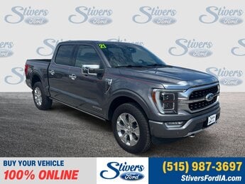 2021 Carbonized Gray Metallic Ford F-150 Platinum Automatic 4X4 4 Door 3.5L PowerBoost Full-Hybrid V6 Engine Truck