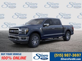 2025 Antimatter Blue Metallic Ford F-150 Lariat 3.5L PowerBoost Full-Hybrid V6 Engine Automatic 4X4 4 Door Truck