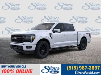 2025 Space White Metallic Ford F-150 Lariat 4X4 3.5L PowerBoost Full-Hybrid V6 Engine Automatic