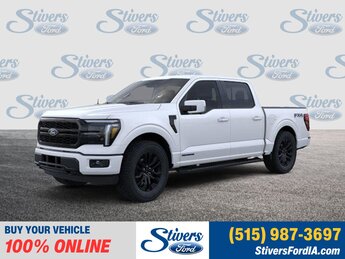 2025 Star White Metallic Tri-Coat Ford F-150 Lariat 4X4 3.5L PowerBoost Full-Hybrid V6 Engine 4 Door Truck
