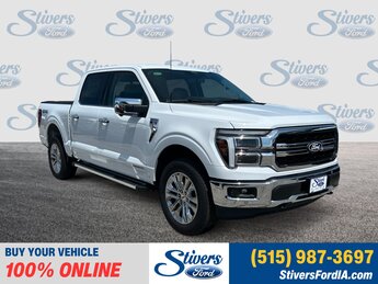 2025 Oxford White Ford F-150 Lariat 3.5L PowerBoost Full-Hybrid V6 Engine 4 Door 4X4 Automatic Truck