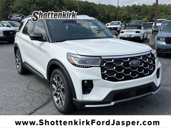 2025 Star White Metallic Tri-Coat Ford Explorer Platinum 3.0L EcoBoost V6 Engine RWD Automatic SUV