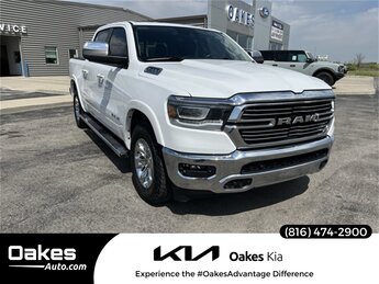 2022 Bright White Clearcoat Ram 1500 Laramie Truck HEMI 5.7L V8 Multi Displacement VVT Engine 4X4 4 Door Automatic