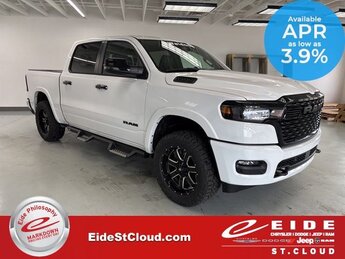 2025 Bright White Clearcoat Ram 1500 Big Horn Night Edition Waldoch 4 Door Truck 3.0L I6 Engine