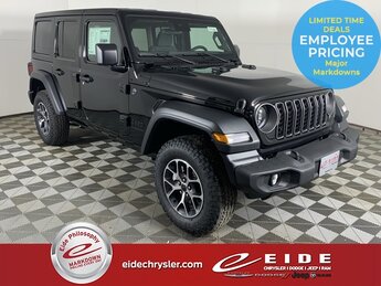 2025 Black Clearcoat Jeep Wrangler 4-Door Sport S 3.6L V6 24V VVT Engine Automatic 4X4 4 Door SUV