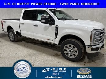 2025 Star White Metallic Tri-Coat Ford Super Duty F-350 SRW King Ranch Truck 4 Door 6.7L High Output Power Stroke V8 Diesel Engine