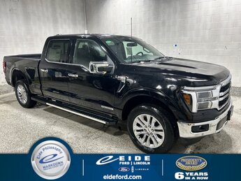 2025 Agate Black Metallic Ford F-150 Lariat Chrome 4X4 3.5L PowerBoost Full-Hybrid V6 Engine Truck