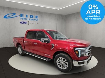 2025 Rapid Red Metallic Tinted Clearcoat Ford F-150 Lariat Chrome 4X4 Automatic 3.5L PowerBoost Full-Hybrid V6 Engine