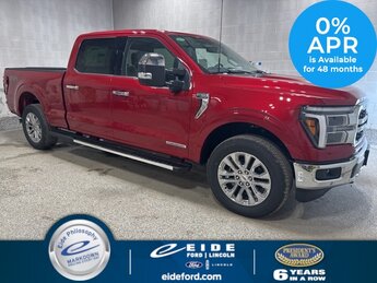 2025 Rapid Red Metallic Tinted Clearcoat Ford F-150 Lariat Chrome 3.5L PowerBoost Full-Hybrid V6 Engine 4X4 4 Door